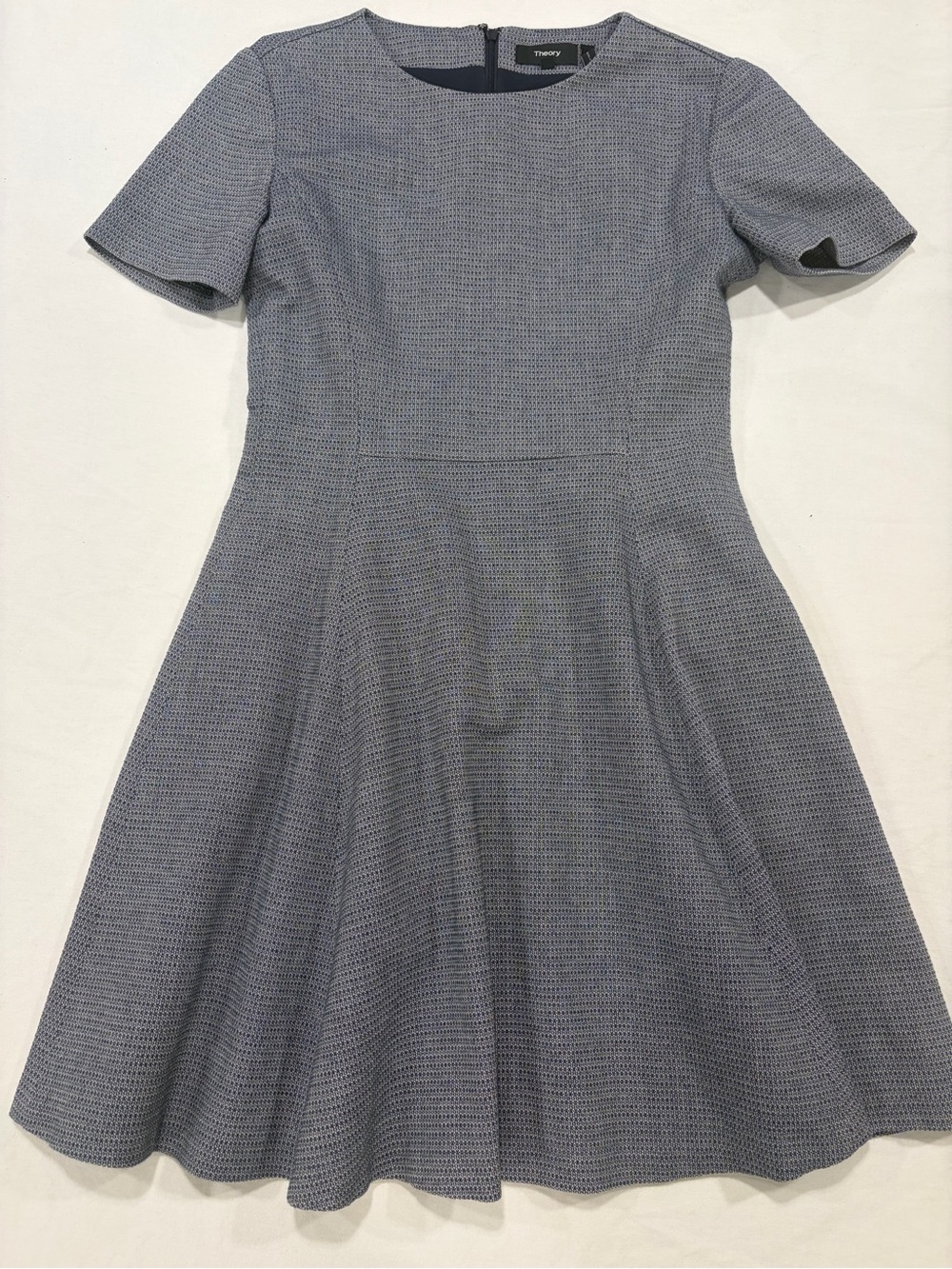 Theory Gray Textured Fit-and-Flare Dress